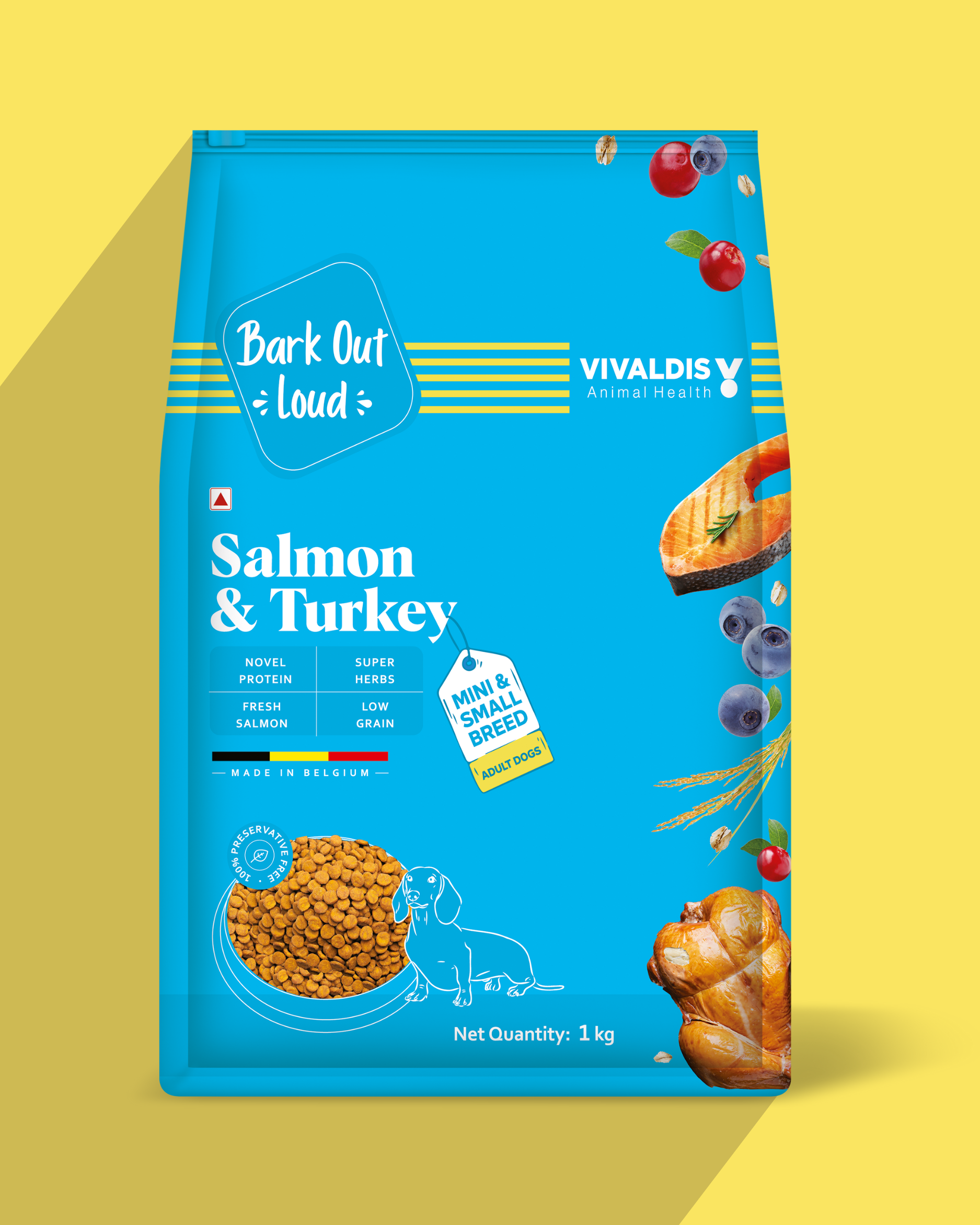 Salmon & Turkey Adult Dogs Food - Mini & Small Breed (1 kg)
