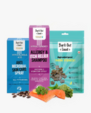 Hypoallergenic Combo - Anti-Microbial Spray, Anti Allergy and Itch Relief Shampoo, Mini Fishes Treat